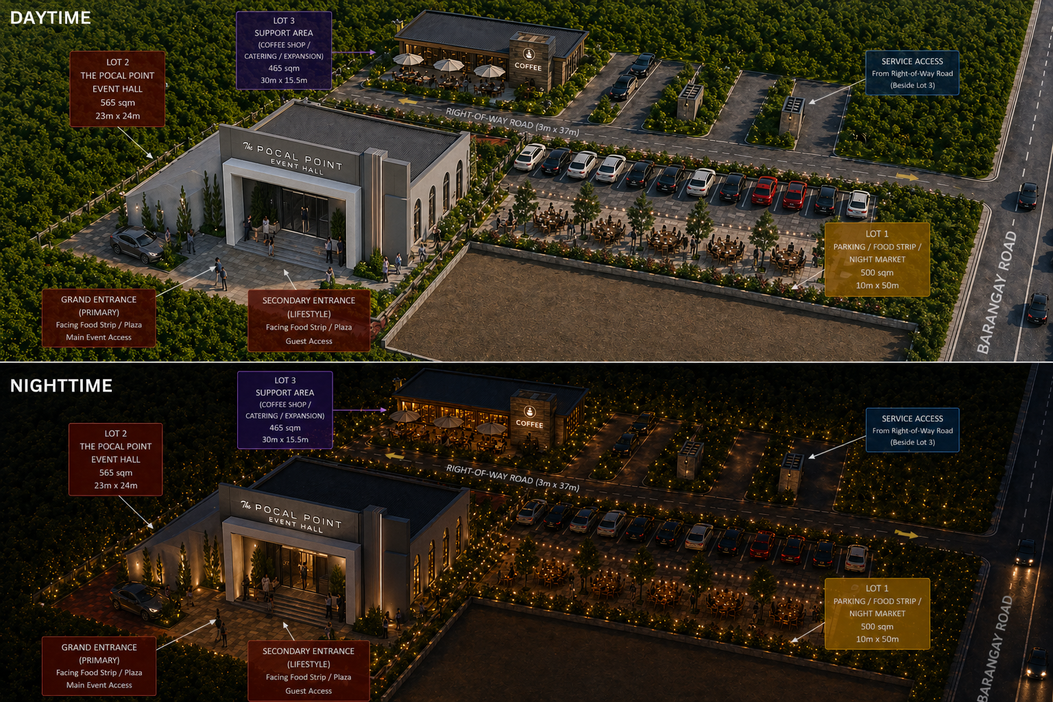 Pocal Point daytime and nighttime comparison